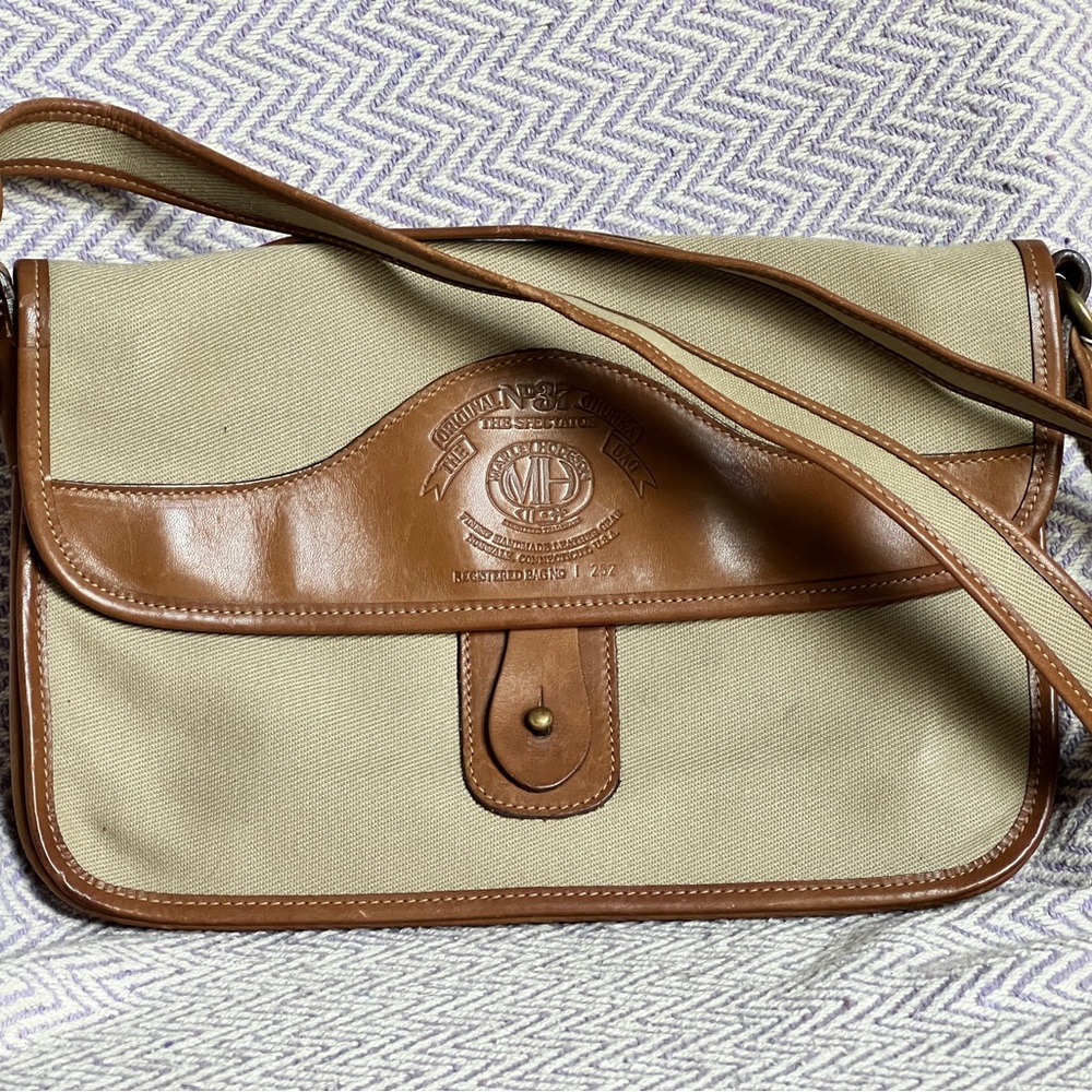 Ghurka Tan and Brown Leather Shoulder Bag